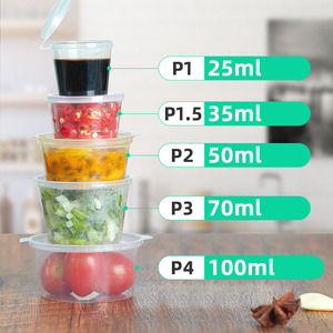 1 Oz 1.5 Oz 2 Oz 3 Oz 4Oz 5 Oz restoran tek kullanımlık kısmi küçük plastik kaplar sos kapaklı kupa - Product Image 3