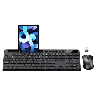 <strong>Wireless</strong> <strong>Keyboard</strong> and Mouse Combo 2.4G Ergonomic <strong>Wireless</strong> <strong>Computer</strong> <strong>Keyboard</strong> with Phone Tablet Holder - Product Image 1