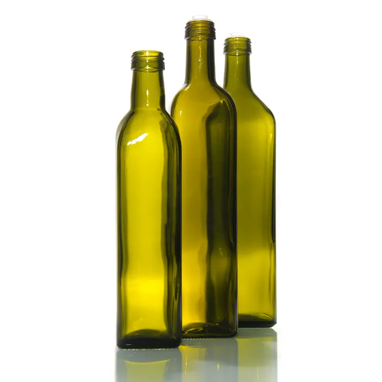 Forma rotonda 250Ml 500Ml 750Ml pacchetto condimento ampolla bottiglia di olio di vetro trasparente per olio d'oliva extravergin italiano