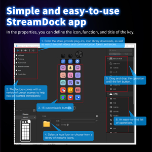 Stream Deck N1 Visual Macro Keyboard, 15 teclas y 1 perilla, admite teclado numérico y cambio de modo personalizado