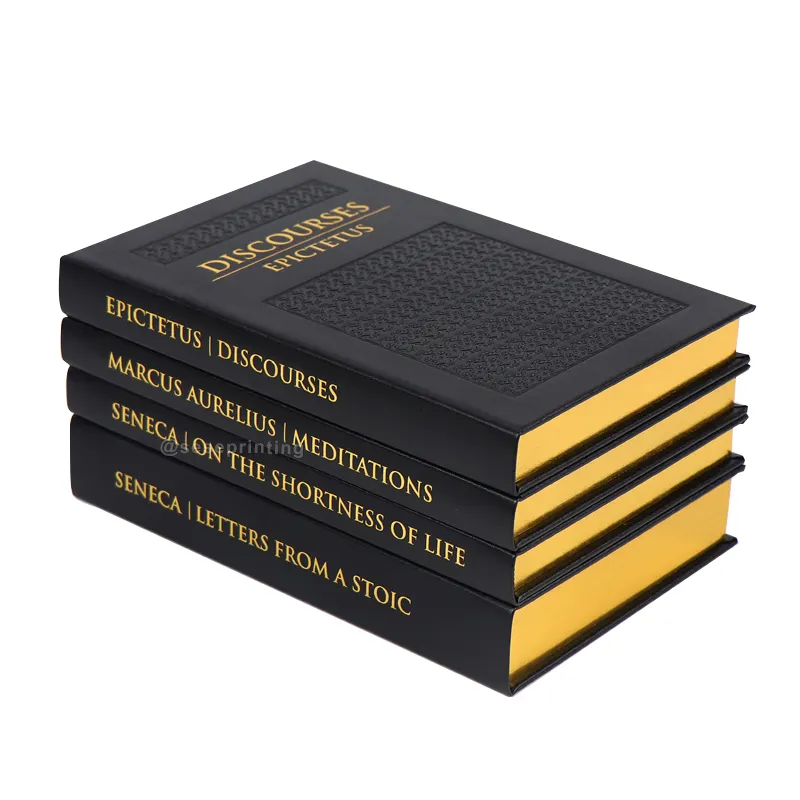 Impressora profissional Personalizado e Impressão Guarnição Tamanho Hardcover Novel Book Printing Gold Foil Leather Book Printing