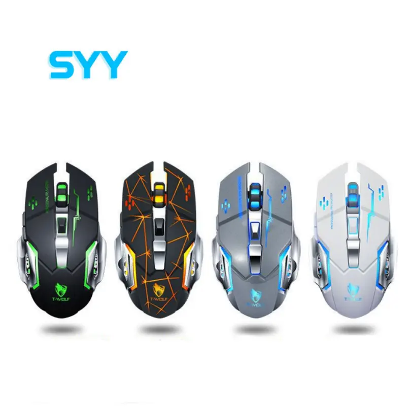 SYY luci colorate silenziose Android porta di ricarica ricaricabile 2.4G Mouse Wireless da gioco