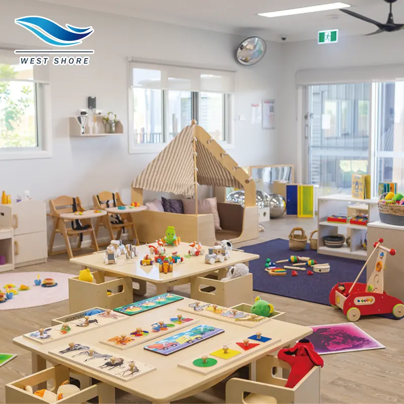 Montessori anaokulu ahşap aktivite ve çocuklar için duyusal masalar oyun masa okul öncesi çocuk aktivite masaları sandalye Furnitu ile