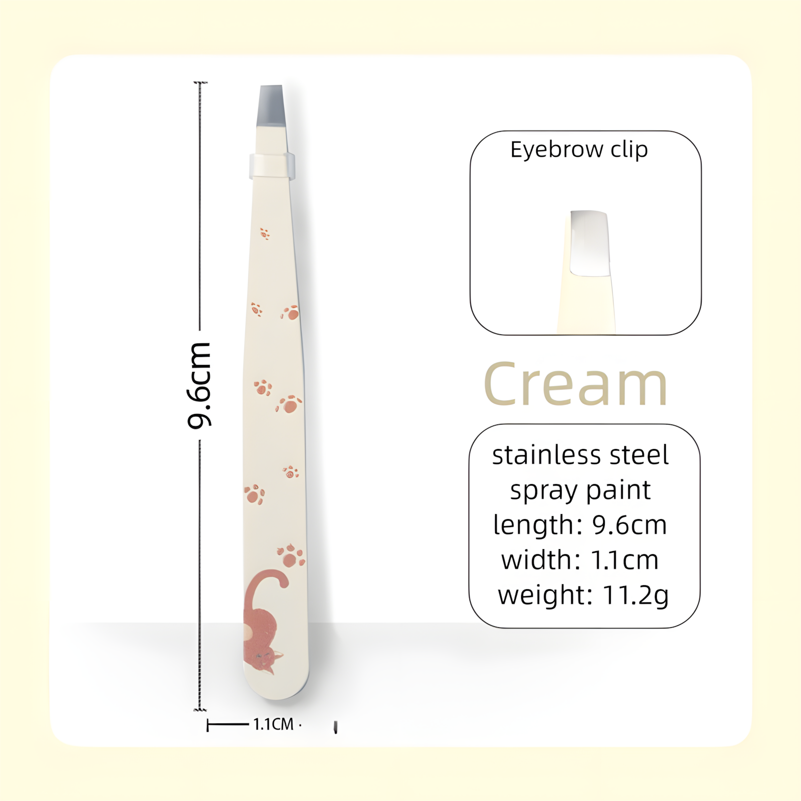 Cream Printed Straight Tip