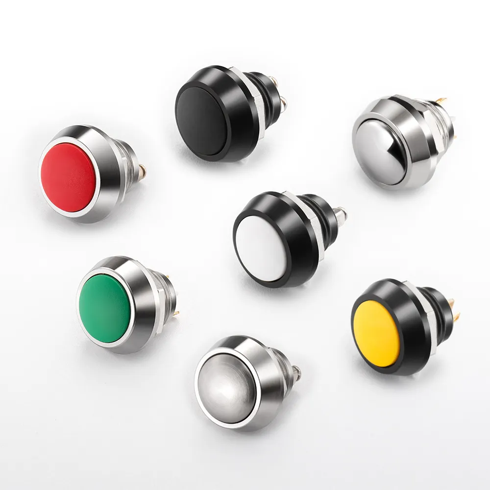 12mm waterproof momentary led self lock plastic metal power button different types of push button switch