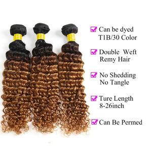 Ombre 1B/27 màu sâu sóng bó phần mở rộng tóc người 100% Brazil Trinh Nữ tóc 1B/27 màu sâu sóng bó tóc con người - Product Image 5