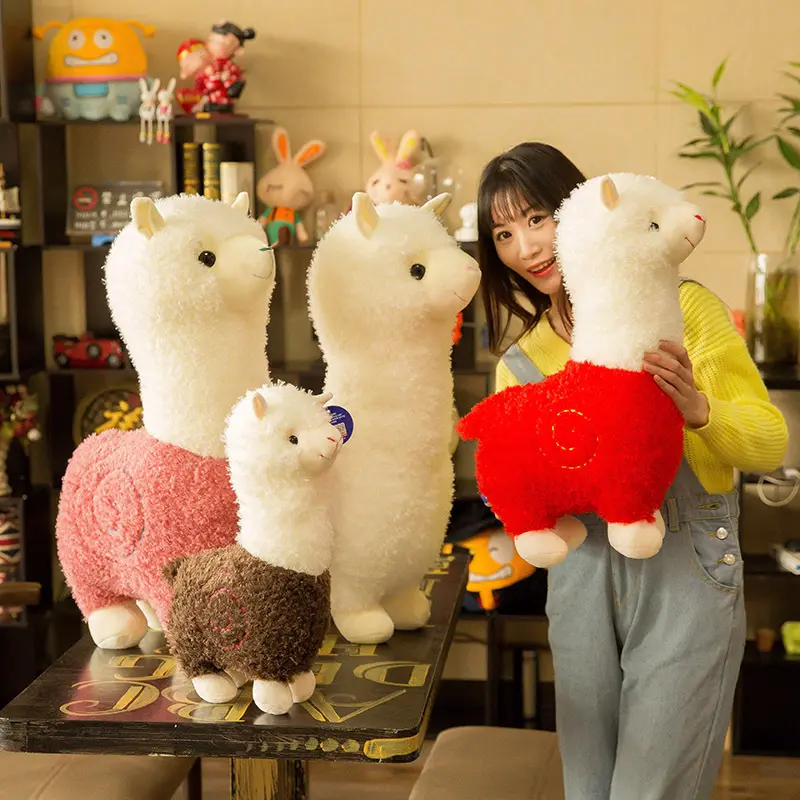 Alpaca Stuffed Animal Plush Toy Grande Plushie Enorme Travesseiro Bonito Almofada Mud Horse Doll Presente de Natal Brinquedo Macio Para Crianças