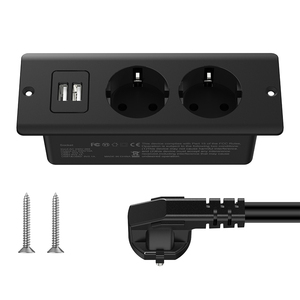 Embedded Furniture Multi Socket Desktop-Buchse mit 10W 2 USB-A 5V 2.1A Anschlüssen für Möbel oder Werkbank Schwarz/Weiß 6TF-Kabel