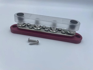 New 150A Black and Red Terminal Block Power Distribution 5/16'' <strong>M8</strong> <strong>Busbar</strong> With 4 Stud With Cover - Product Image 5