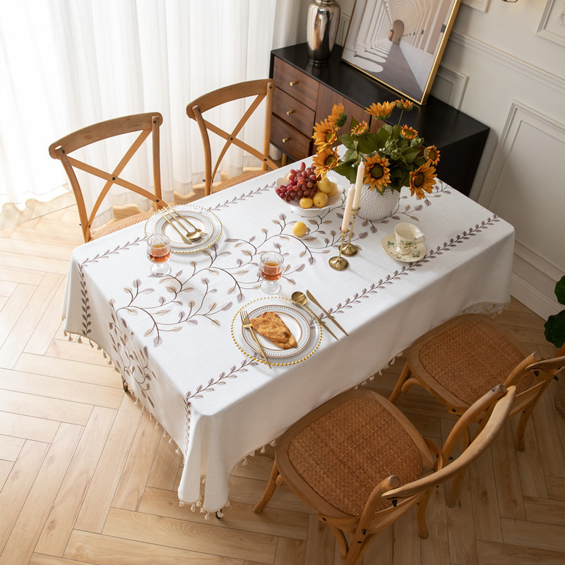 Feuilles de café brodées + pompons en coton