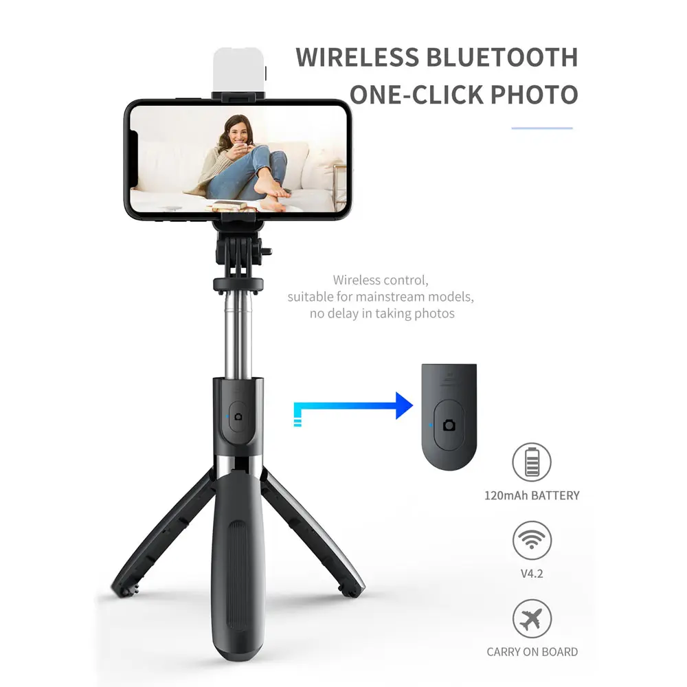 fill light wireless Bluetooth remote control 1024mm extension rod 360 degree rotation selfie stick