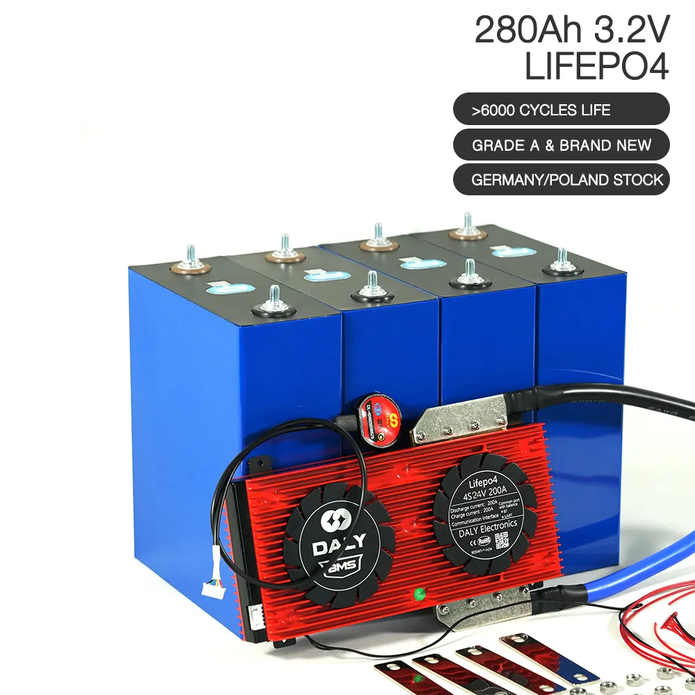 Bateria de armazenamento de energia solar Lifepo4 Akku para 12v 24v 48v, produto de qualidade A 3.2V 320ah 304ah 302Ah 280ah 280K