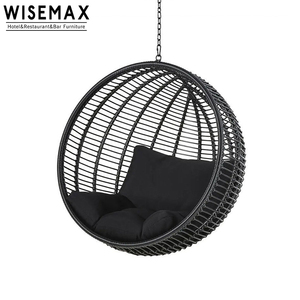 WISEMAX家具现代户外庭院花园家具单吊篮椅藤蛋秋千椅带金属支架