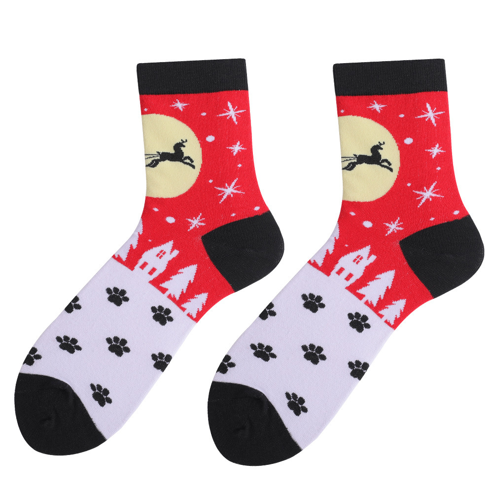 Df0121 christmas small-foot print christmas tube socks