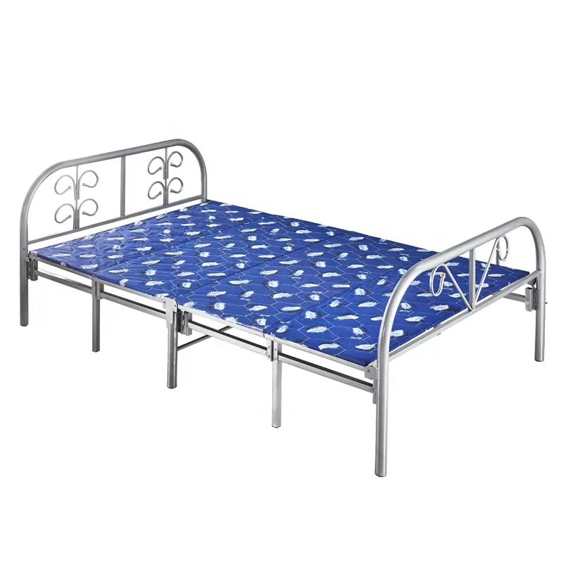 Fábrica precio barato al por mayor portátil colchón de acero de hierro de metal solo plegable cama plegable