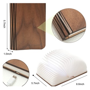 2025 mới lạ LED USB có thể sạc lại cuốn sách gỗ ánh sáng đèn hình dạng sáng tạo có thể gập lại thiết kế - Product Image 6