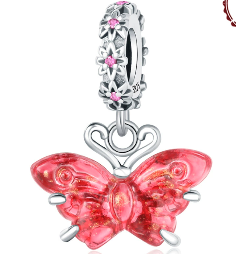 Pendentif en verre papillon 0022