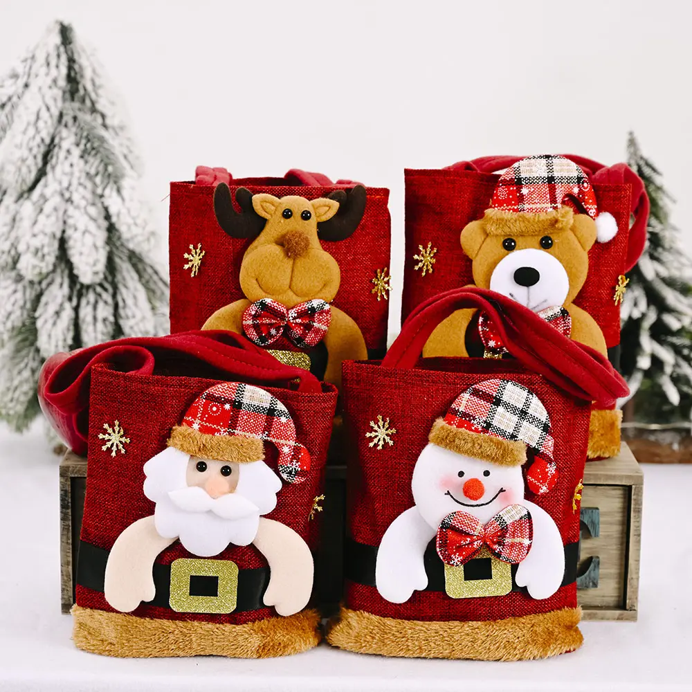 New Christmas Wine Bottle Gift Bag Santa Pants Kids Candy Bags Cute Xmas Decoration Snowman Elk 39*22cm