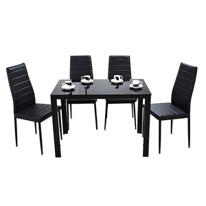 <strong>Rectangular</strong> Glass Top Kitchen <strong>Tables</strong> and Chairs Set Dining Room <strong>Table</strong> Set for 6 Black - Product Image 6