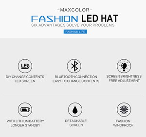 Maxcolor Led шапка для сообщений с USB зарядкой управление через приложение прокрутка сообщения светодиодный дисплей Gorras Снэпбэк программируемая светодиодная шапка для сообщений - Product Image 6