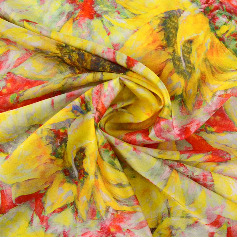 Personalização Impressão Digital Flor Silky Amani cetim tecido para as mulheres vestuário