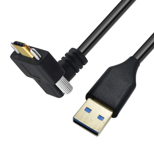 90度向上角度5gbps 3a Usb 3.1直角C型双螺钉锁定到Usb 3.0 A公Usb C向下角度C型电缆 - Product Image 1