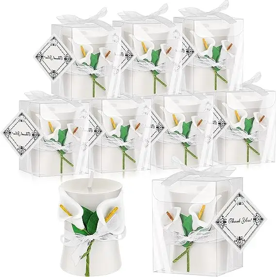 Hadiah Shower pengantin pernikahan grosir lilin gaya sederhana hadiah lilin DIY dengan kartu Terima kasih untuk pesta pernikahan