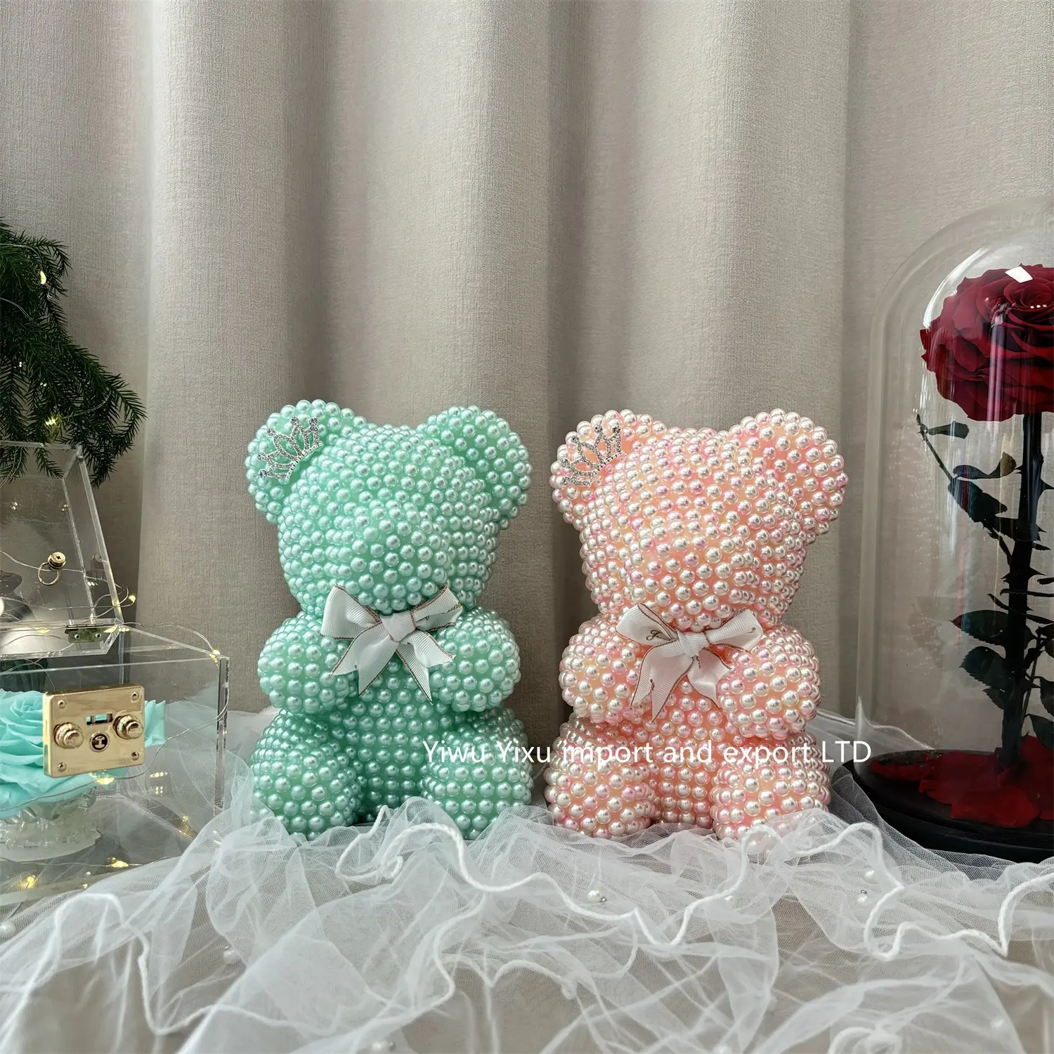 Idea de regalo de lujo 2024, regalos artesanales para el Día de San Valentín, regalo para el Día de la madre, oso de peluche rosa, oso de peluche con diamantes