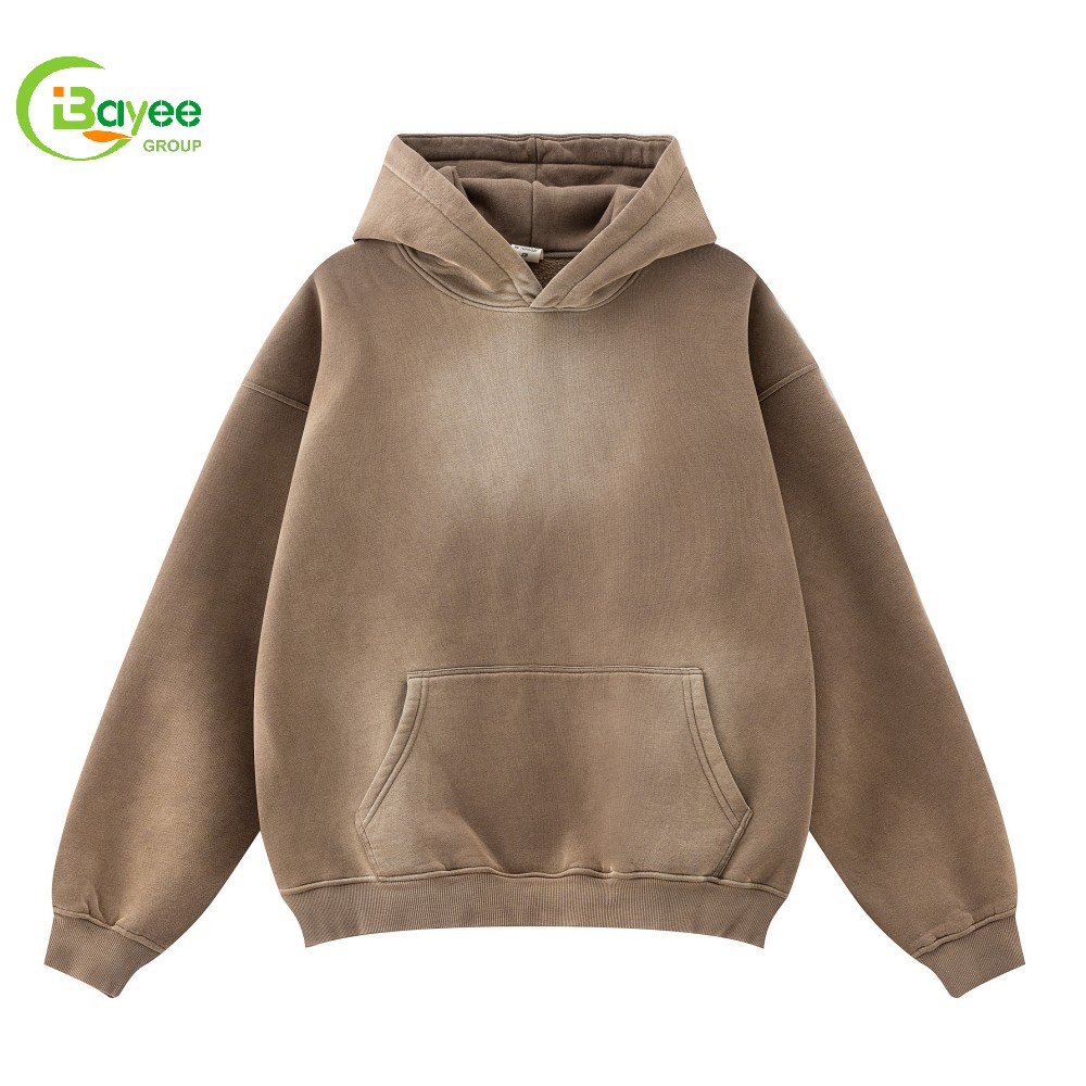 Sweat à capuche kaki-blanc