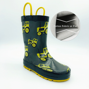 Oem ילדים עמיד למים wellington מגפי פעוט דפוס גומי ילדים מגפי גשם עם ידיות קלות - Product Image 3
