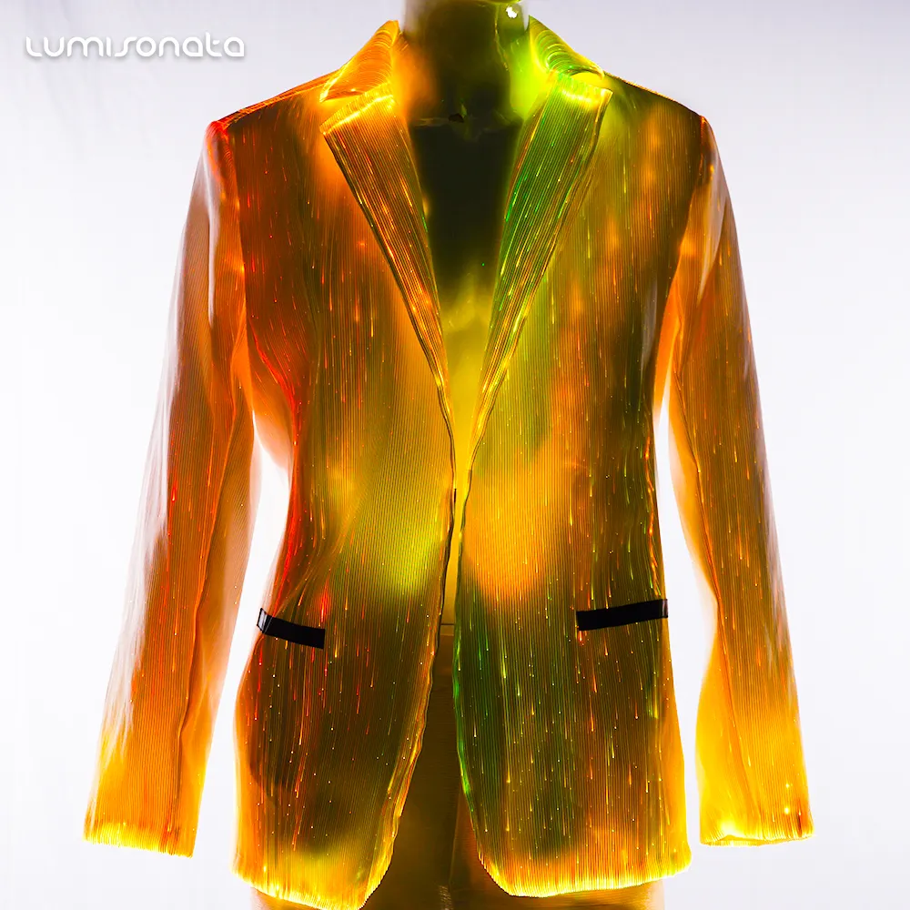 Traje de luz led de baile de fibra óptica para hombre, ropa sexy, nuevo
