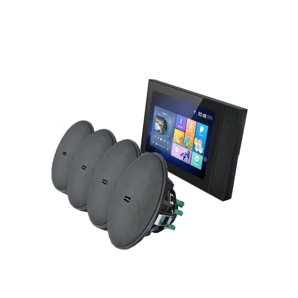 Система Android Tuya с сенсорным экраном 7 дюймов, усилитель для стен с поддержкой Bluetooth, Wi-Fi, 4 bluetooth, активный потолочный флеш-динамик