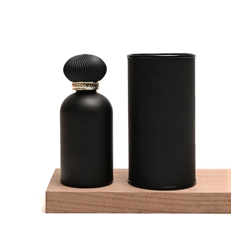 زجاجة فارغة مستديرة سوداء غير لامعة فريدة من نوعها بجودة عالية مع صندوق تعبئة