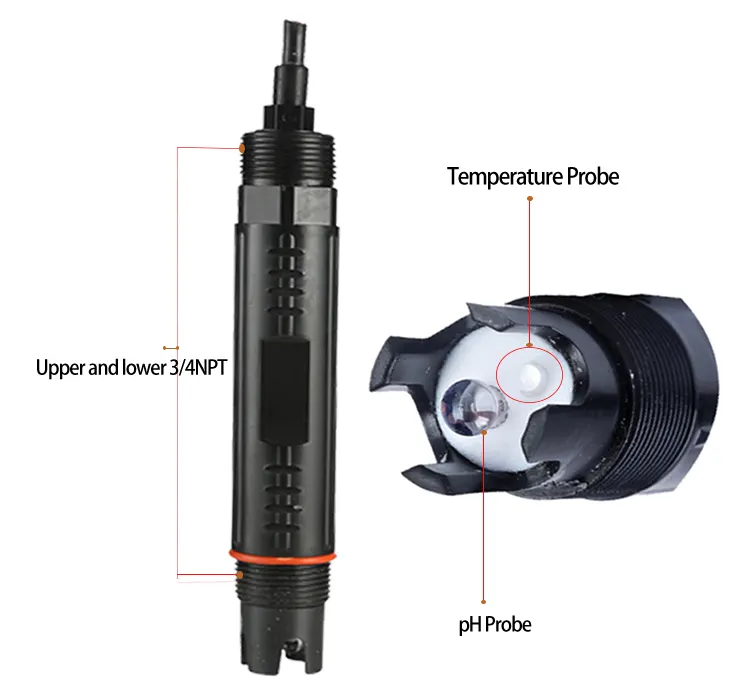 Sonda de sensor de electrodo de pH resistente PH8012 para tratamiento de agua