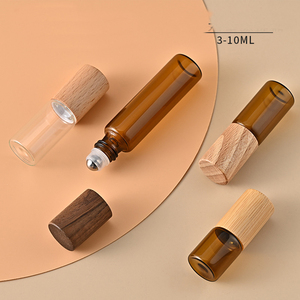 Small Portable 3ml <strong>5ml</strong> 10ml Amber Glass Roller <strong>Bottle</strong> <strong>with</strong> Wooden <strong>Cap</strong> Metal Roll Perfume <strong>Bottle</strong> Roll on <strong>5ml</strong> - Product Image 4