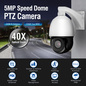 H.265 120dB ture WDR人脸识别ip PoE ptz摄像机室外200米红外距离40x光学变焦ptz poe ip摄像机 - Product Image 2