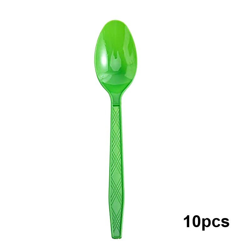 Green-10pcs plastic spoon