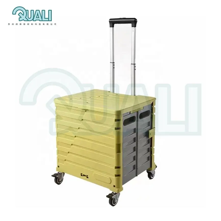 Quali plegable nuevo subir escaleras carrito de compras plegable carrito de compras de plástico con tapa