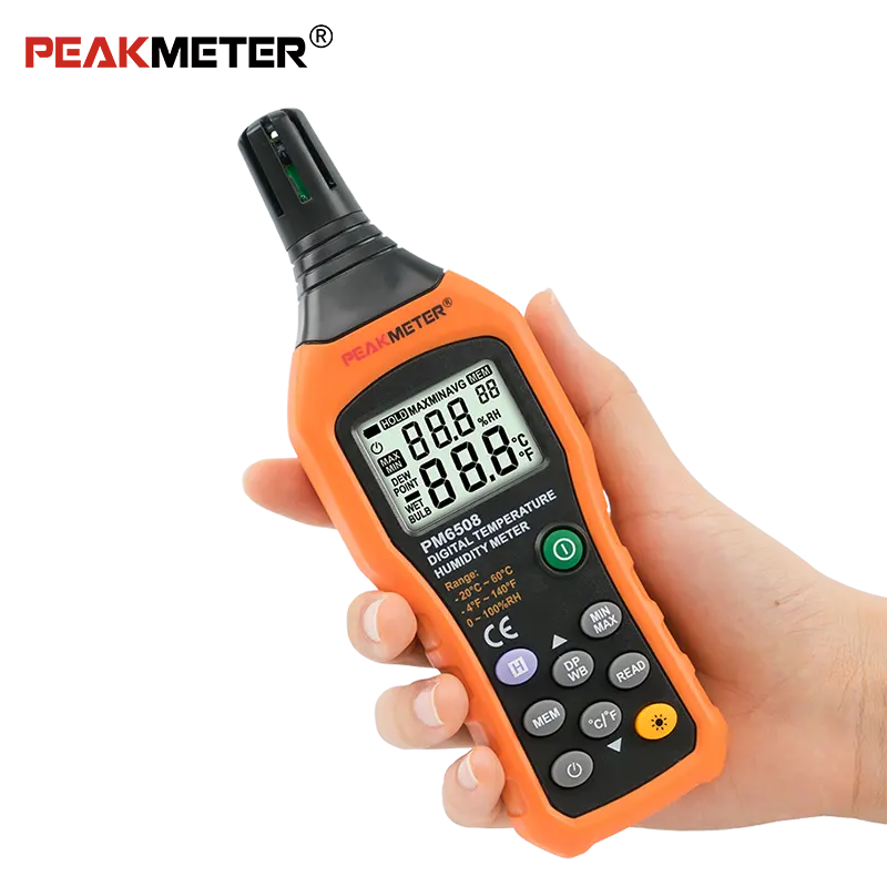 Peakmeter PM6508 precio de fábrica de alta precisión Digital de la temperatura del aire ambiente termómetro medidor de humedad del higrómetro del punto de rocío