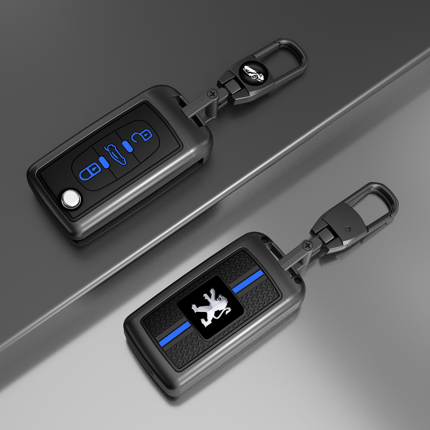 Blue + metal buckle
