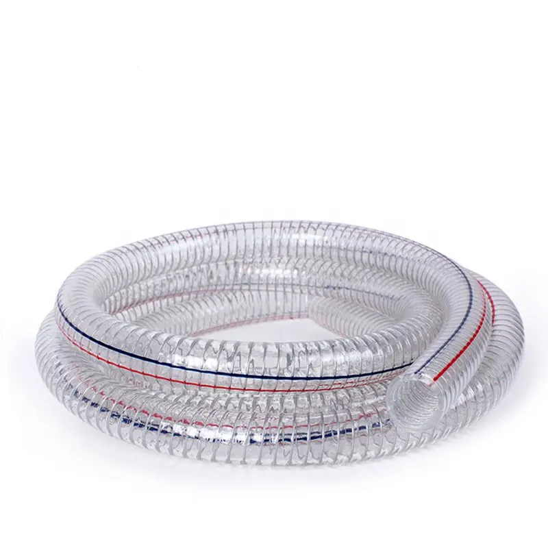 Flexible PVC Spiral Steel Braided Hose Wire Reinforced Pipe Anti-Static Hose