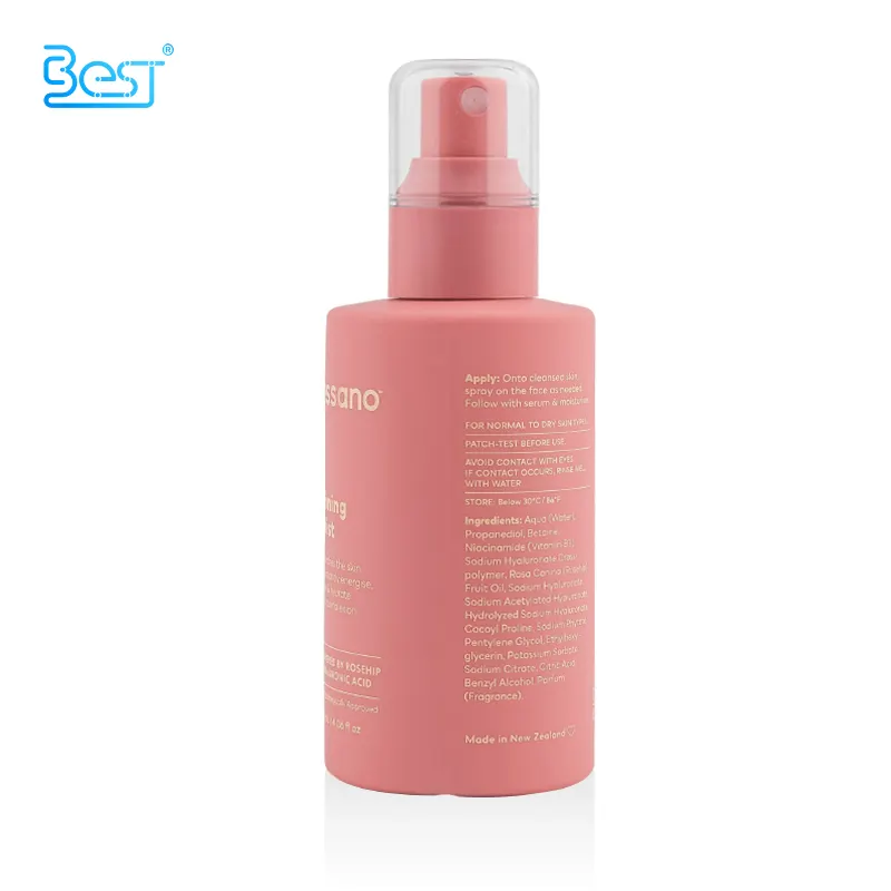 150ml Soft touch pink HDPE bottle with sprayer customized plastic spray bottle for cleanser cosmetic plastic packaging wholesale
