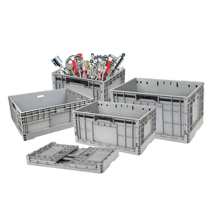 Caja de plástico para envío, contenedores con tapa adjunta reutilizables, cajas móviles de plástico duraderas, contenedores, cajas de mano - Product Image 6