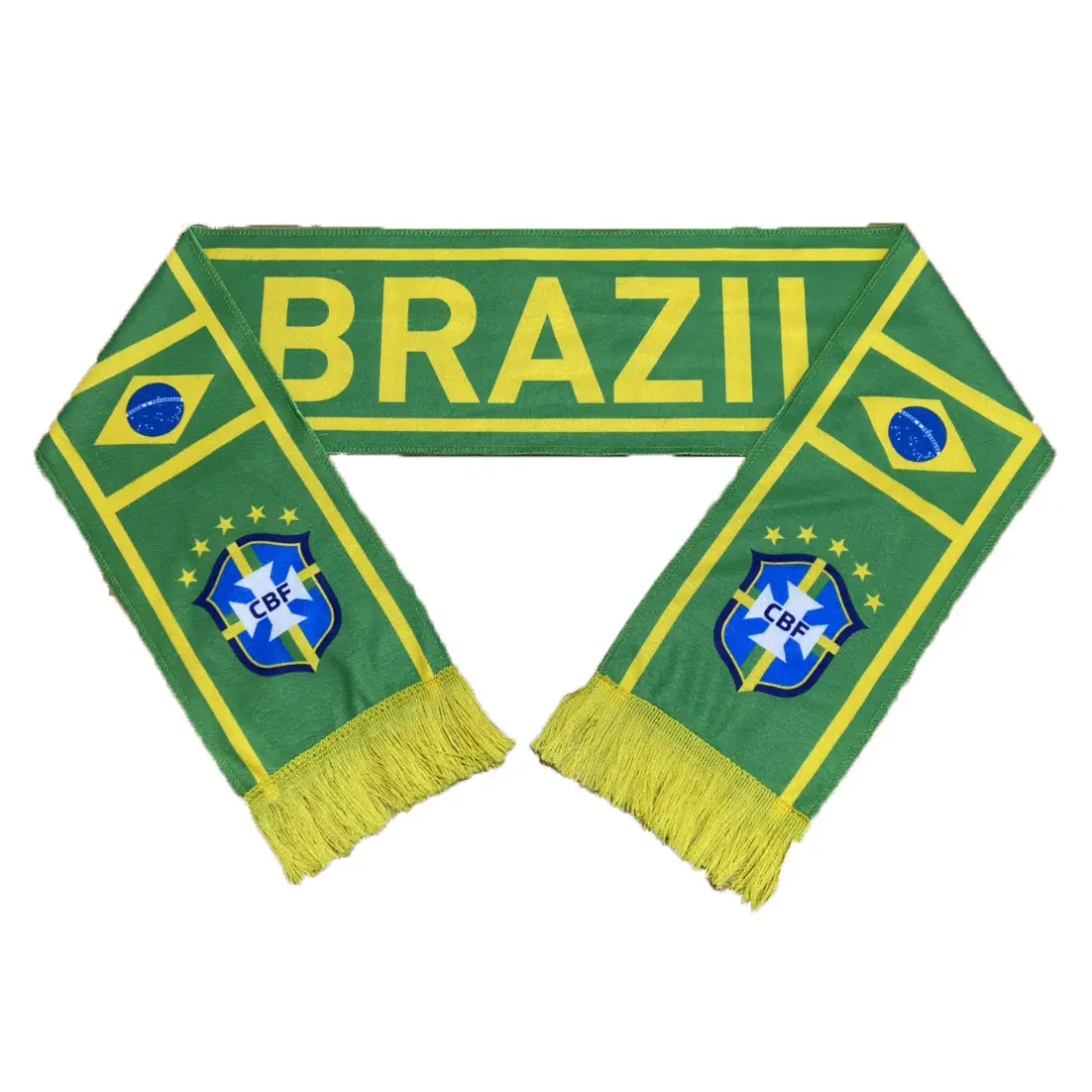 Bufanda para aficionados del equipo de fútbol, Logo personalizado impreso de la Copa del Mundo largo, venta al por mayor