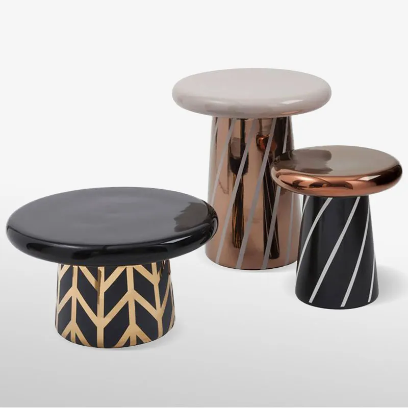 Tavolino moderno Mini tavolino a scacchi tavolino in piastrelle ombrello minimalista campana tavolino da caffè in oro nero