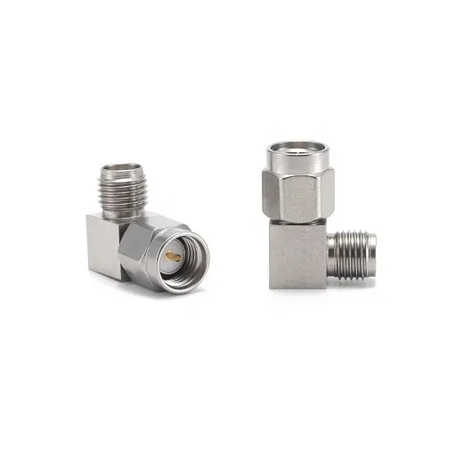 TeruiLai Precision RF Coaxial Adapter SMA Male to Female Right Angle Stainless Steel Frequency DC~18GHz