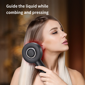 Peine de masaje para el cabello con cabezal de vibración eléctrica 2025 con aceite, terapia de luz roja, logotipo personalizado, peine de champú de masaje recargable portátil - Product Image 2