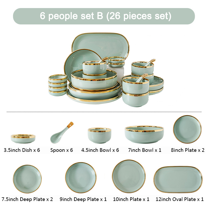 Vert clair 6 personnes 26 pcs set B