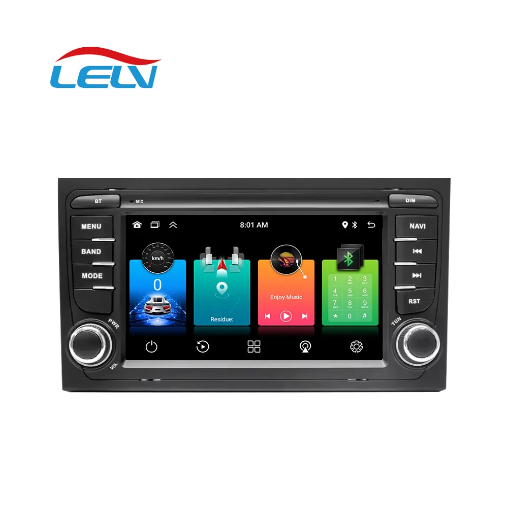 LELV 7 Inch Android13 Android Car Radio 2 Din Car Stereo Fm Video Carplay 4g Auto Electronics Car Dvd Player For Audi A4