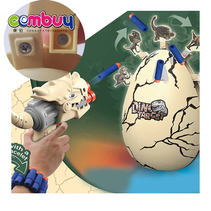 Interactive dinosaur egg game rotating moving toy target shooting gun